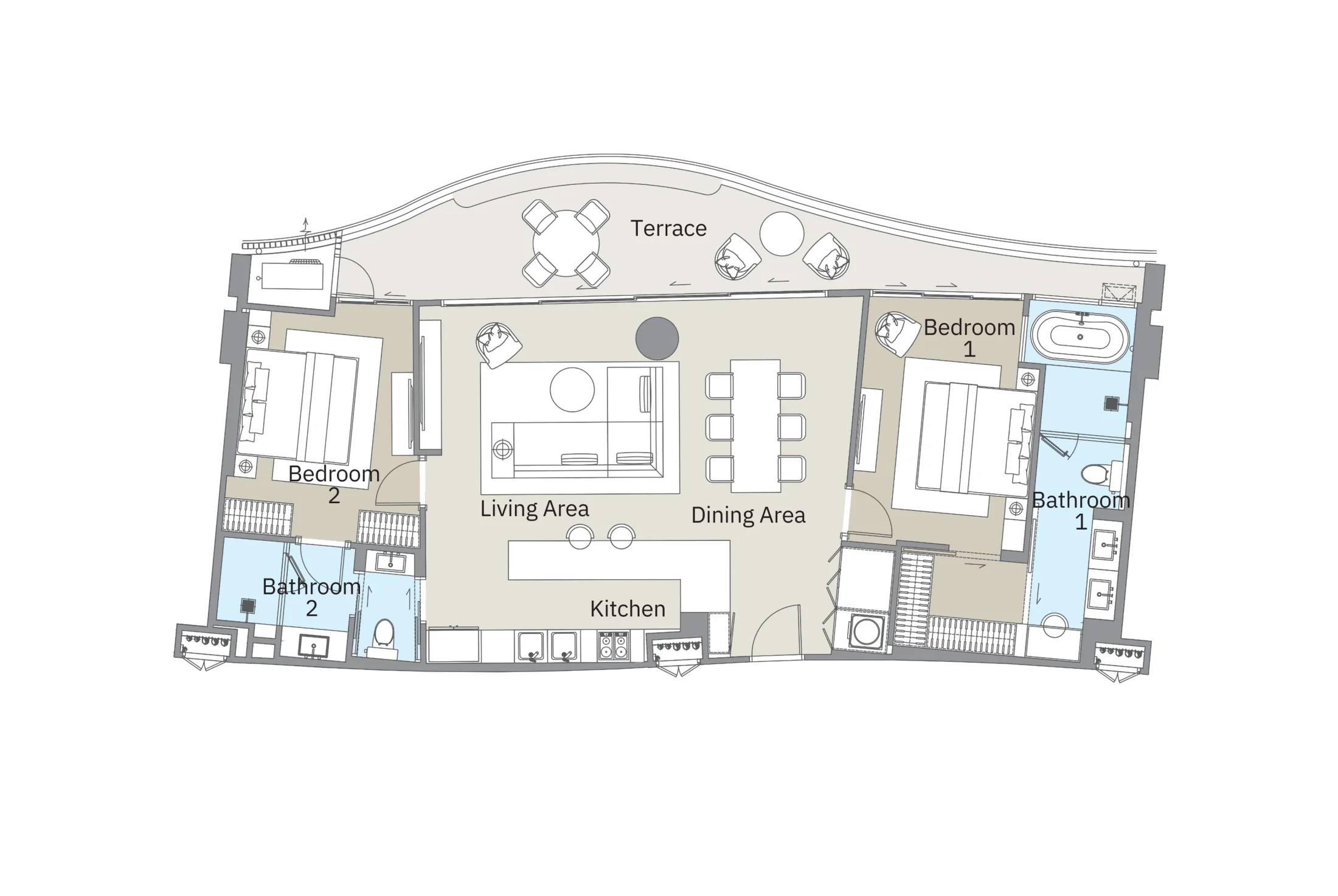 Angsana Golf Residences Topaz — 2-bedroom residence floor plan
